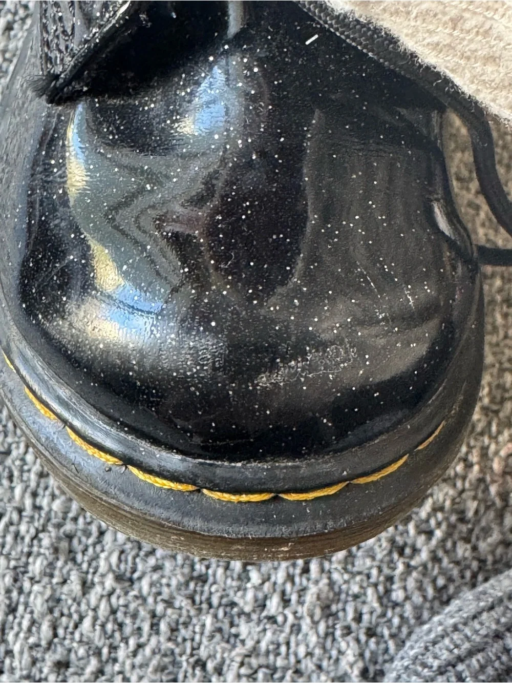 Dr. Martens Kids Black Glitter Patent Lace-Up Boots